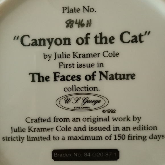 Vintage Bradford exchange 1992 canyon of the cat collector's plate - Picture 7 of 8